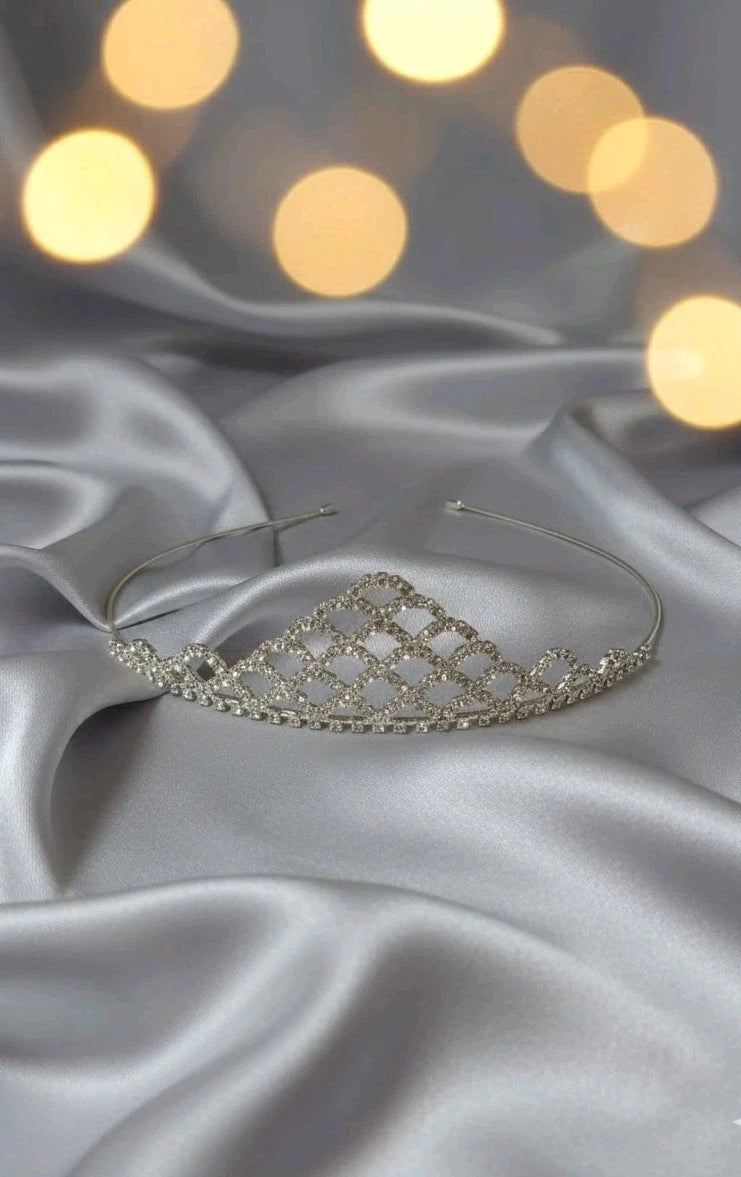 Elegantes Diadem Strass Kristall Haarreif Silberfarben Modeschmuck s#29