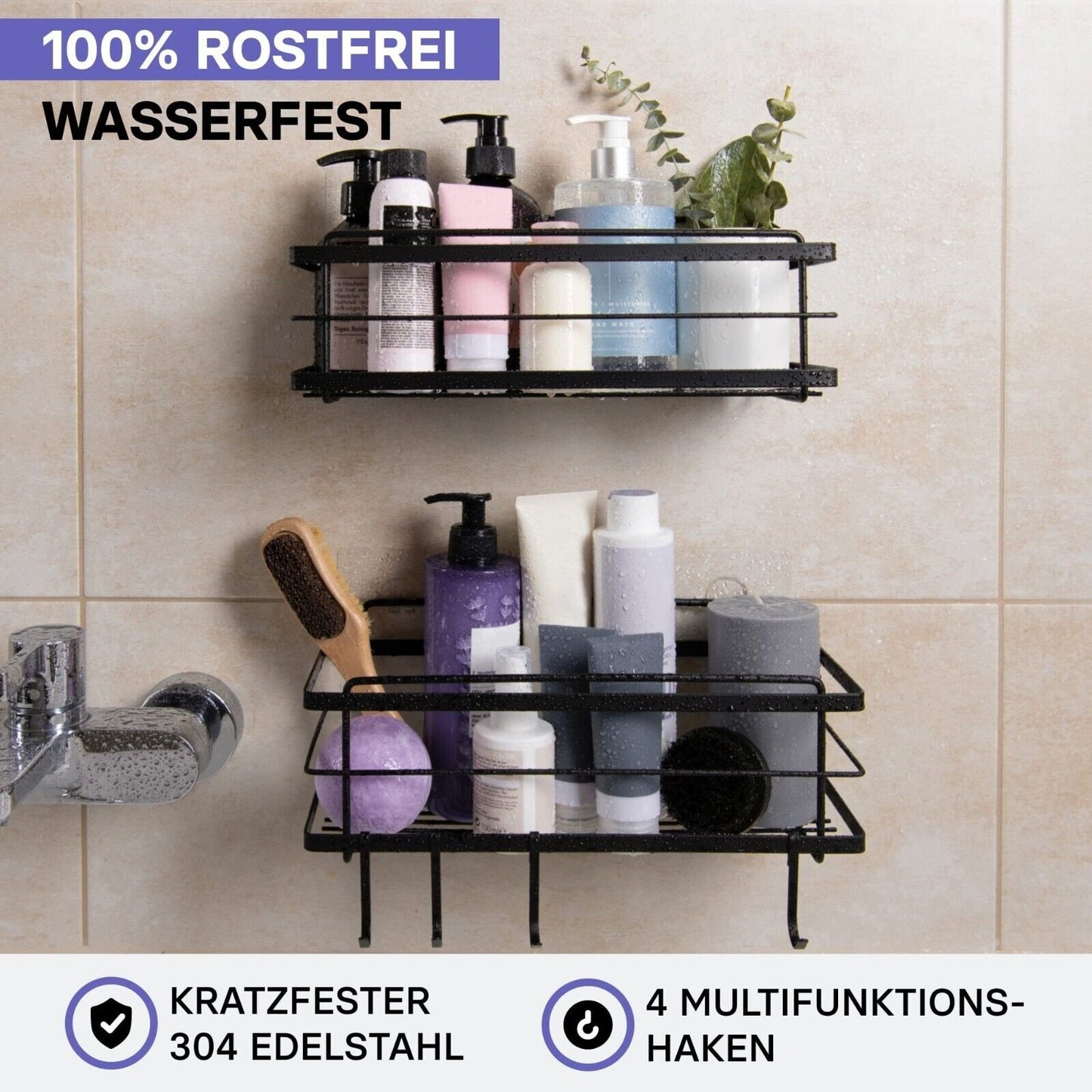 Kincmax Organizer Duschablage ohne Bohren aus Edelstahl - 2er Set