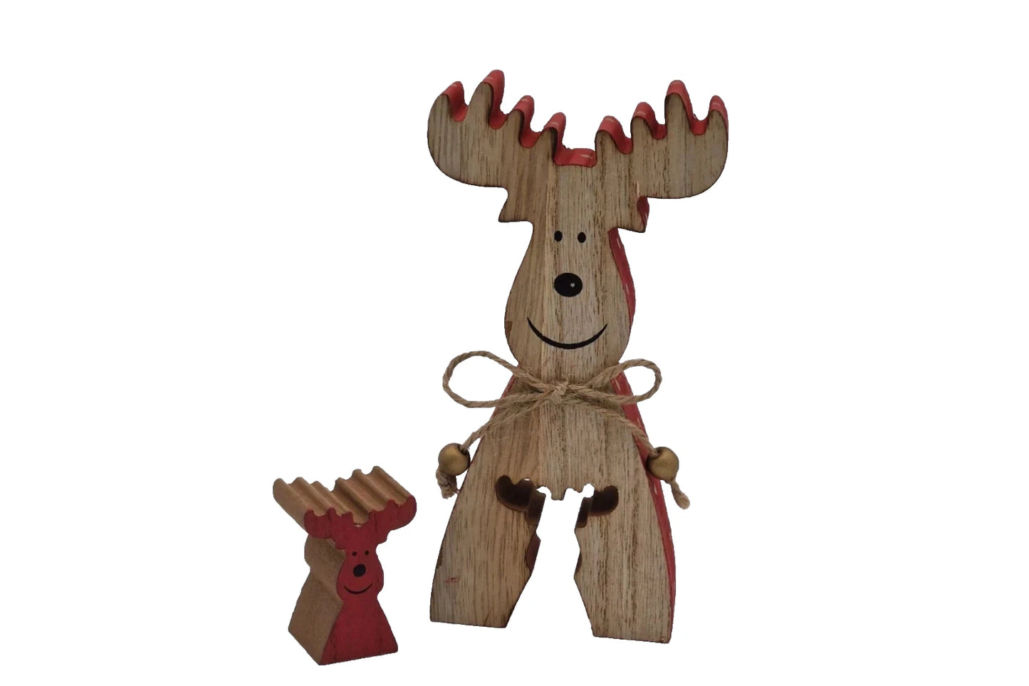 Tischdeko Holz Rentier Holzfigur Figur Weihnachten Advent Perlband