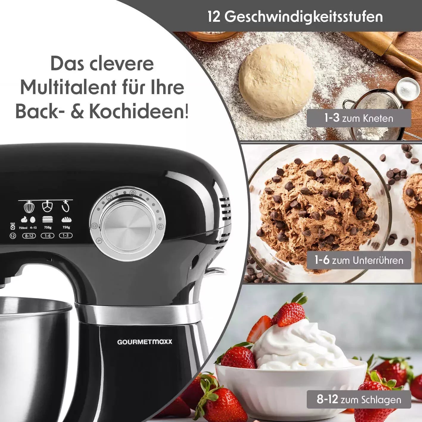 B-Ware GOURMETmaxx Küchenmaschine Knetmaschine, VERPACKUNG BESCHÄDIGT