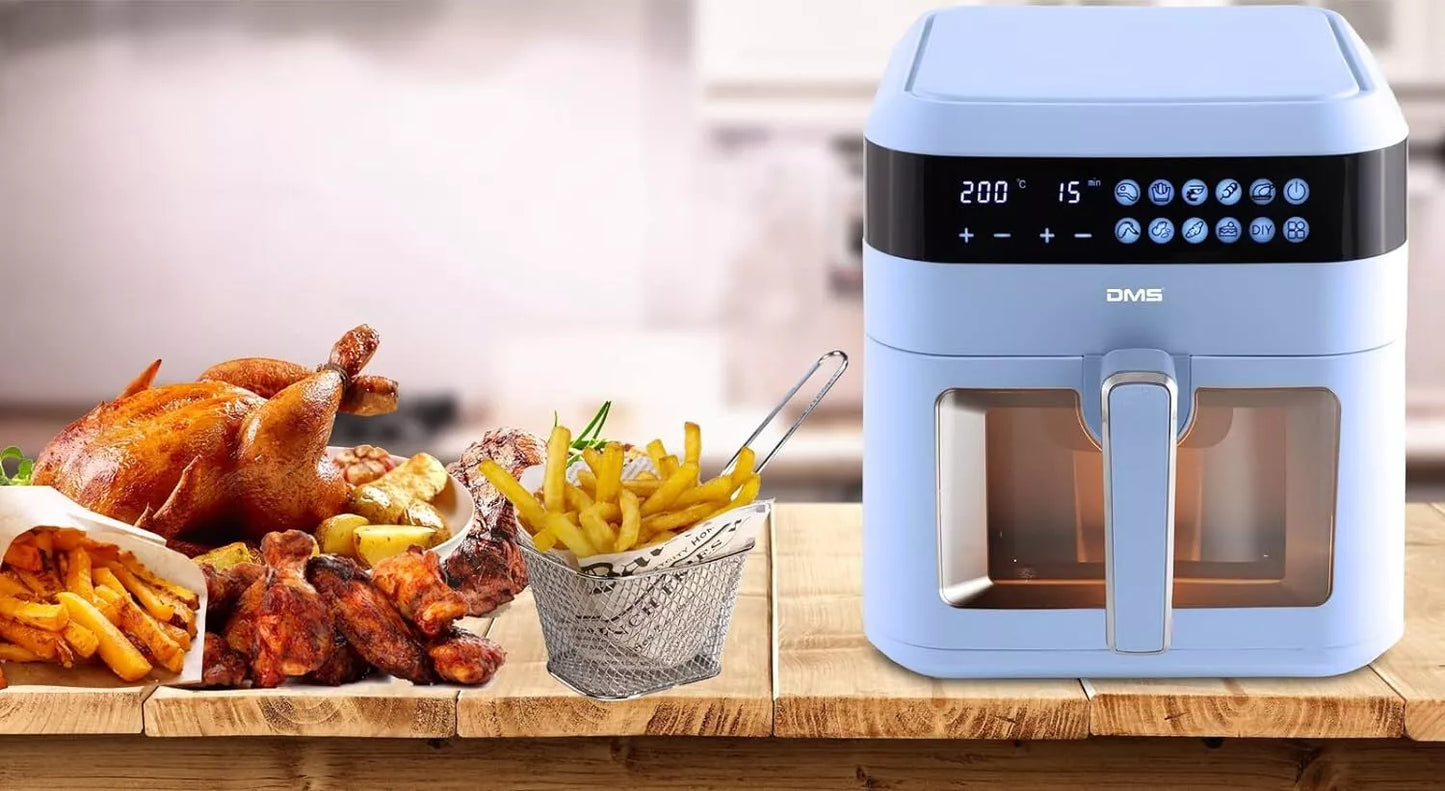 DMS XXXL 7 Liter Heißluftfritteuse fettfrei und ohne Öl blau HFG-7B
