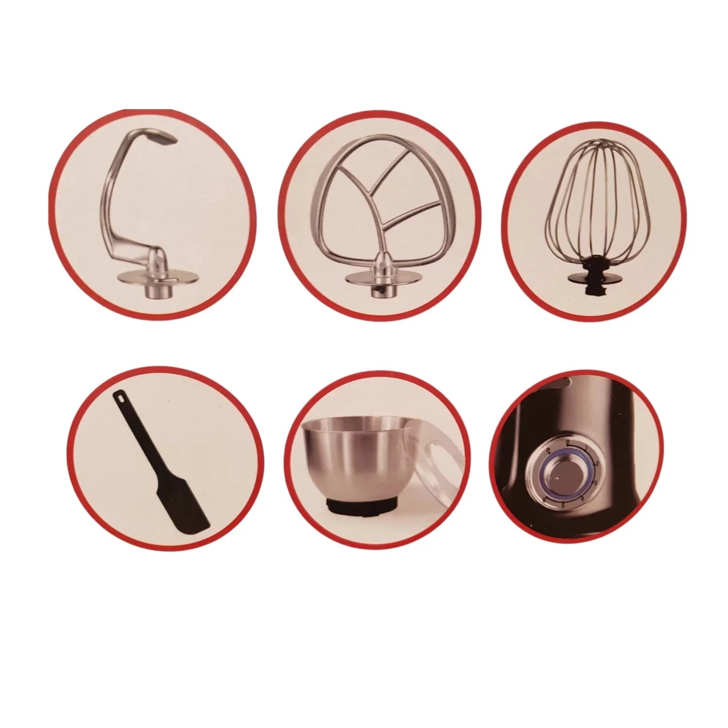 Küchenmaschine DMS KM-1900B 1900W schwarz 6,5L Edelstahlschüssel 6-stufig