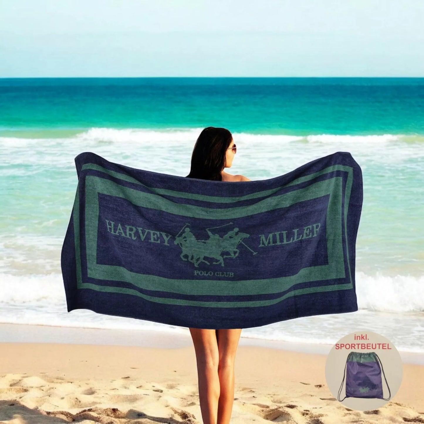 Harvey Miller Polo Club 140 x 70 Strandtuch inkl. Sportbeutel