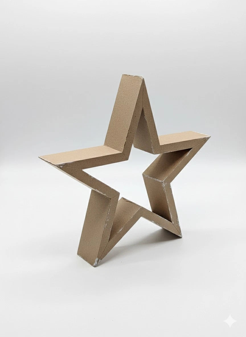 Hochwertiger 3D Deko-Stern aus Holz - Groß & stabil zum Bemahlen und Dekorieren