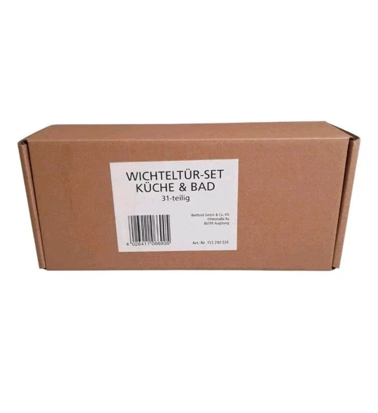 Restposten 20 Stück!!! Wichteltür-Set Küche & Bad – 31-tlg. Miniatur-Dekoset für Puppenhaus & Advent...