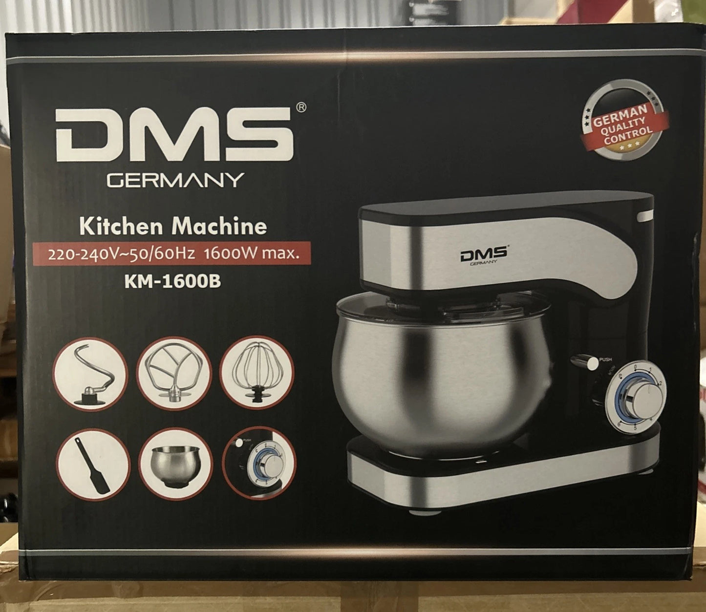 DMS KM-1600B Küchenmaschine, Farbe: Schwarz, 6 Liter, 1600 W, Rühren, Kneten