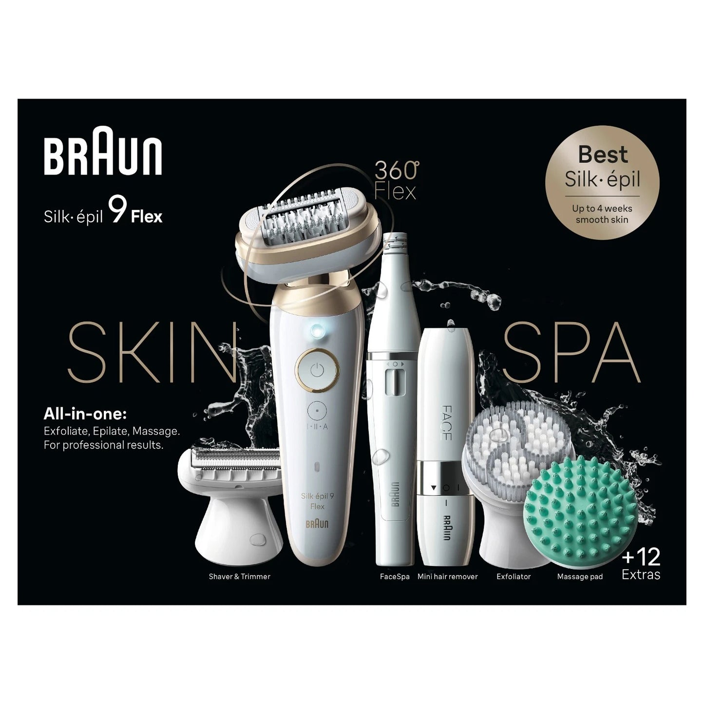 B-Ware BRAUN Silk-épil 9 Flex SkinSpa all in one Epilierer, Rasierer & FaceSpa LUXUS