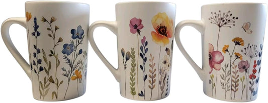 Flores Porzellan Kaffeetassen mit Blumendesign, 3er-Set