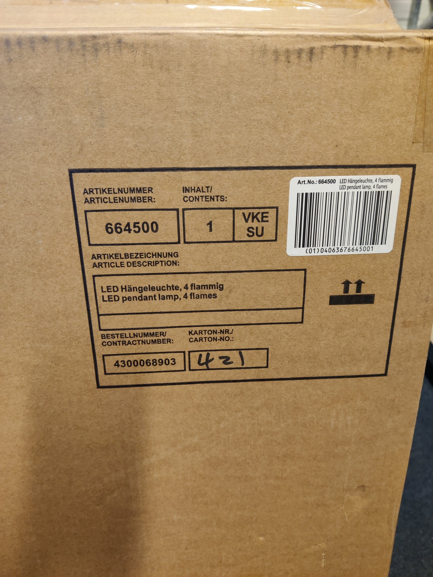 Restposten 3 Stück LED-Hängeleuchte, 4-flammig Sonderposten