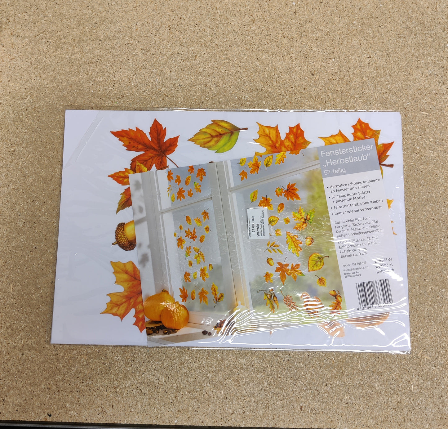 Restposten 30 Stück Weltbild Fenstersticker "Herbstlaub" 57 Teile Pro Set Sonderposten
