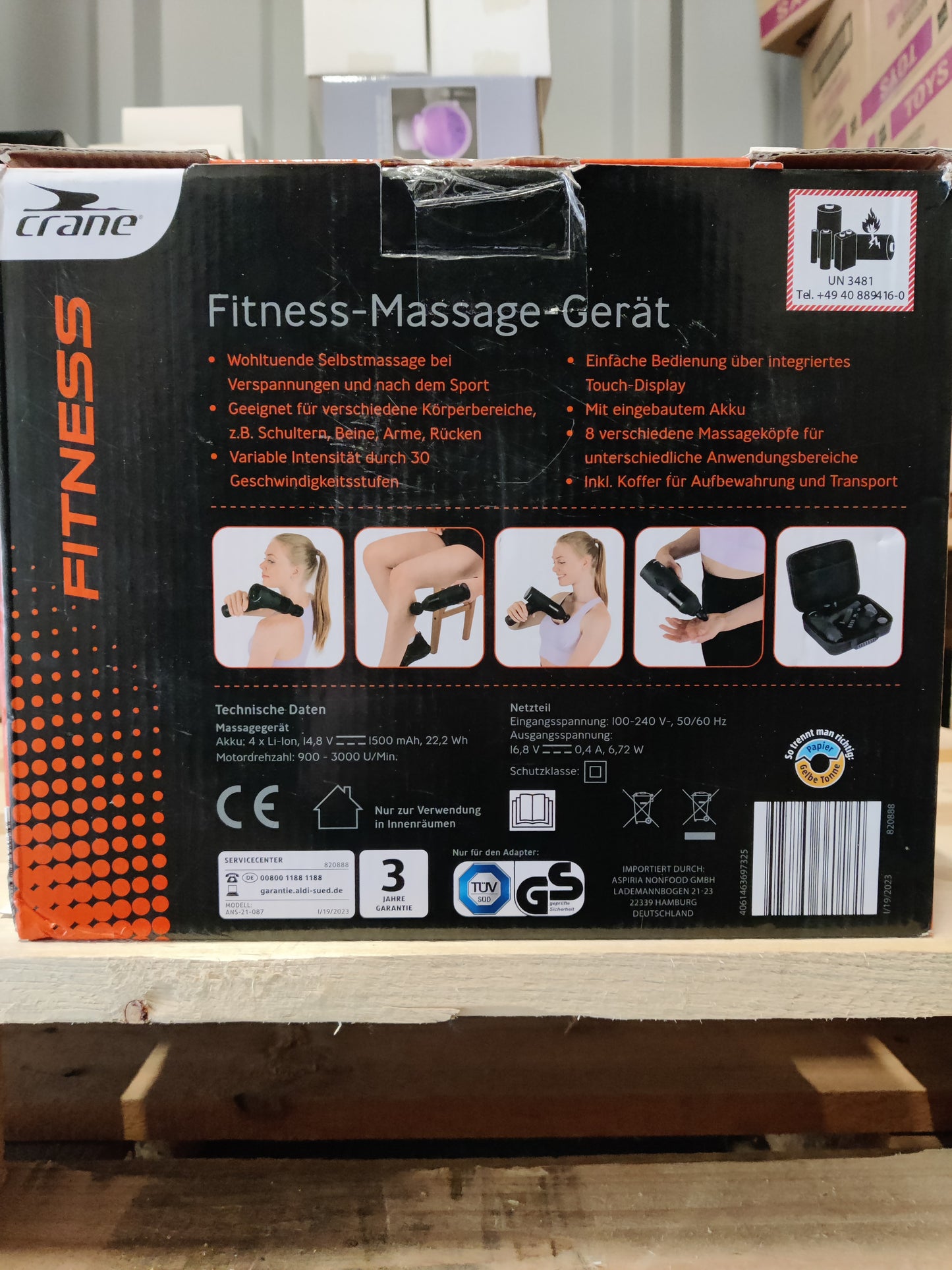 CRANE, Fitness Massage Gerät, Schwarz