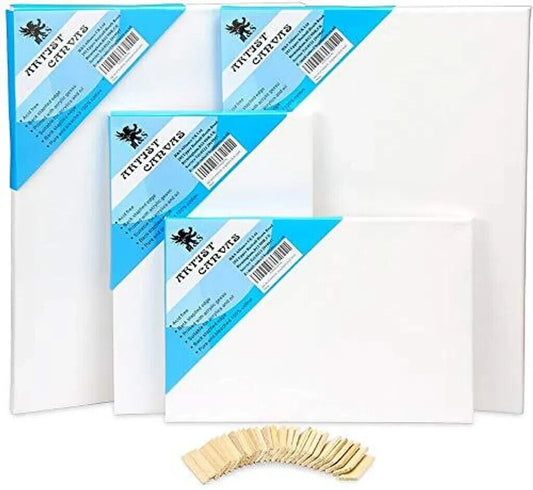 H&S Leinwand zum Bemalen 4 Stück - Blanko Leinwände für Acrylfarben und Aquarell