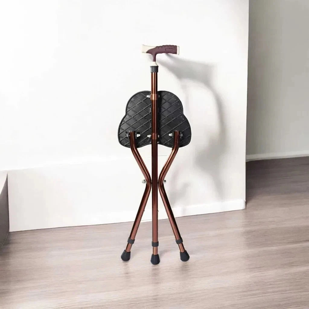 Gehstock mit Sitz Fläche Spazierstock Stuhl klappbar höhenverstellbar Aluminium