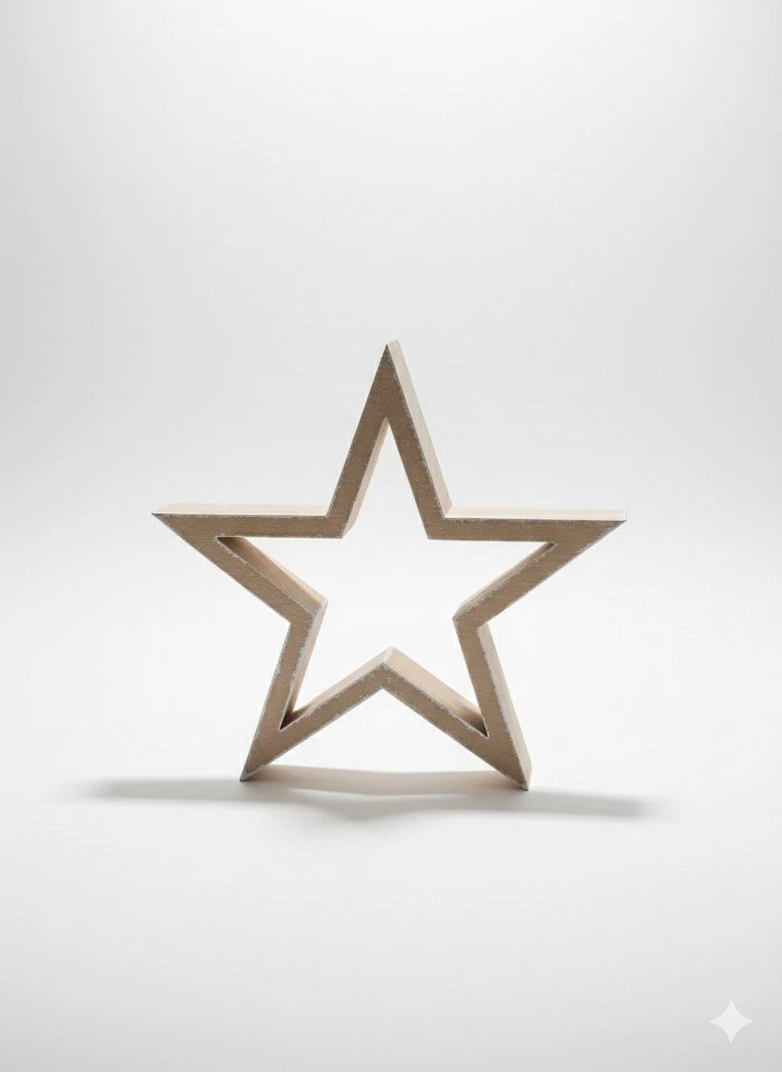 Hochwertiger 3D Deko-Stern aus Holz - Groß & stabil zum Bemahlen und Dekorieren