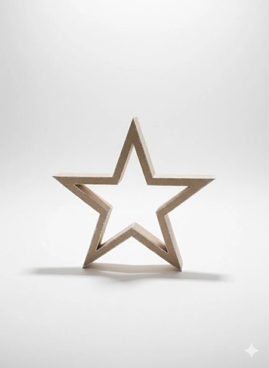 Hochwertiger 3D Deko-Stern aus Holz - Groß & stabil zum Bemahlen und Dekorieren