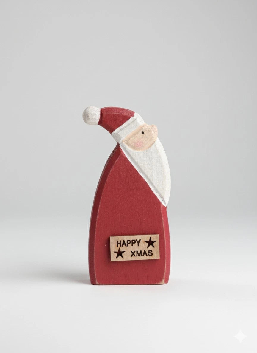 Hochwertige Holz-Weihnachtsfigur - Wichtel / Weihnachtsmann - Tischdeko