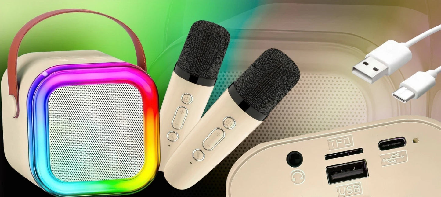 B-Ware KAROOKE-SET 2 MIKROFONE + KABELLOSER BLUETOOTH-LAUTSPRECHER