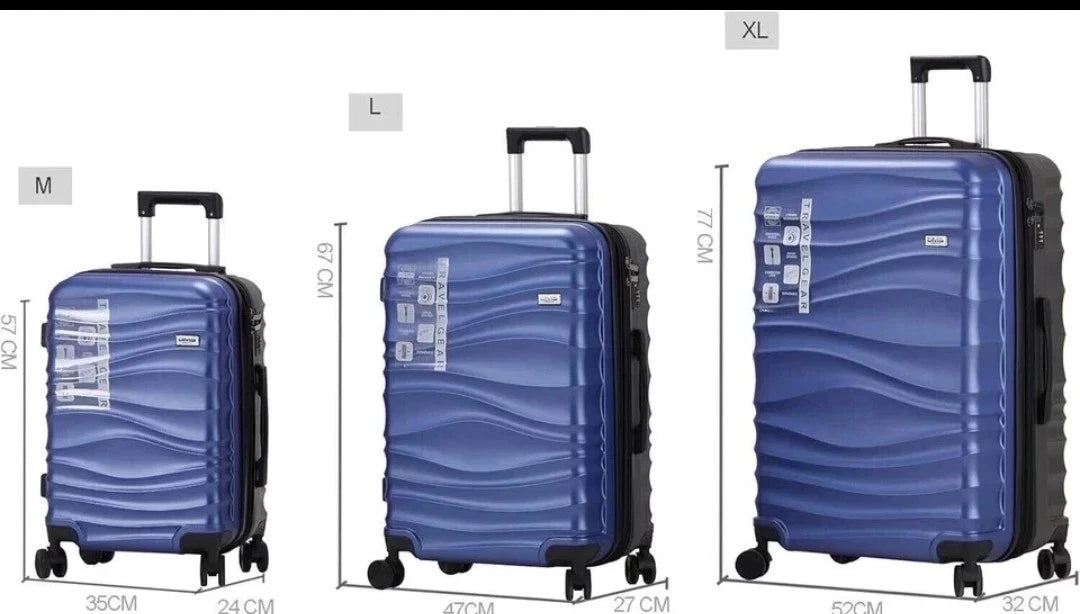 DMS RK-6700CB 7-teiliges Hartschalen-Kofferset Kobaltblau Reisekoffer Trolley