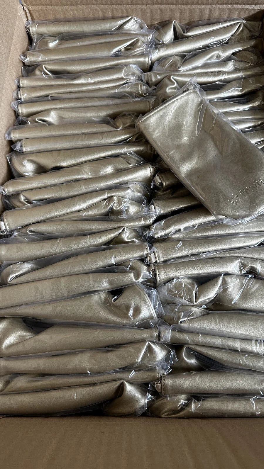 100x Thermo Flaschen Tasche zum Umhängen gold Wurfmaterial Tombola Restposten..