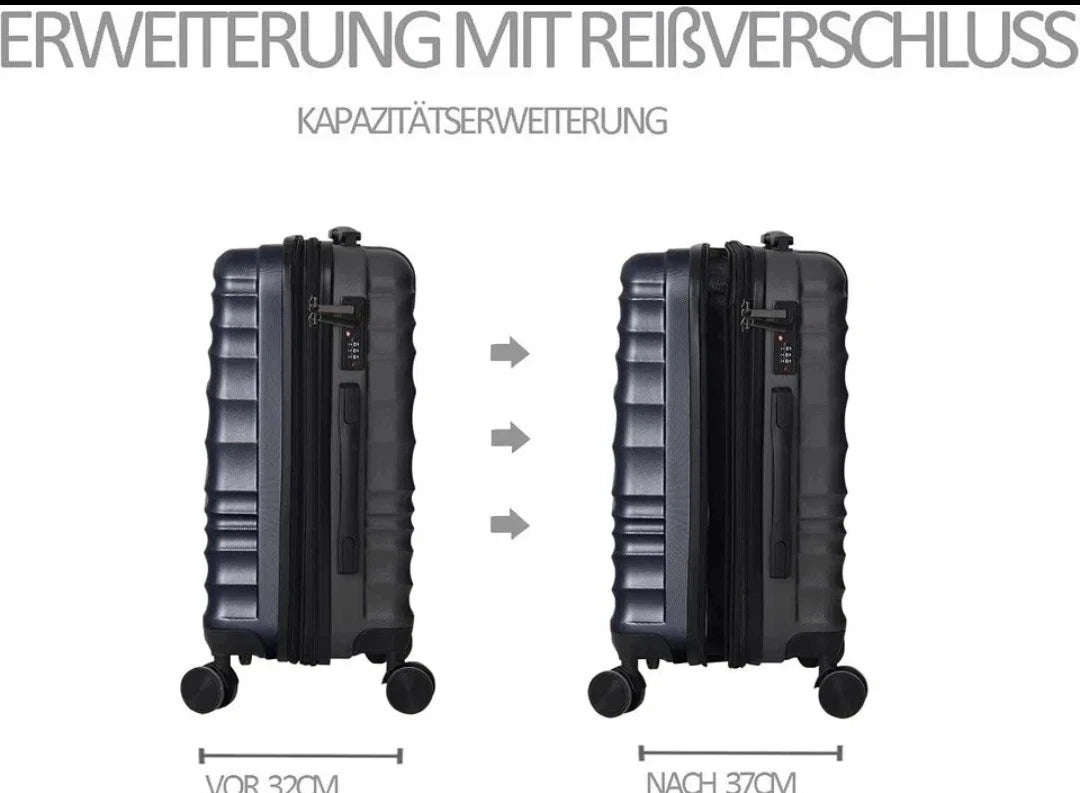 DMS RK-6700CB 7-teiliges Hartschalen-Kofferset Kobaltblau Reisekoffer Trolley