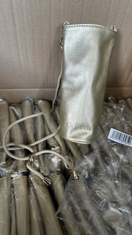 100x Thermo Flaschen Tasche zum Umhängen gold Wurfmaterial Tombola Restposten..