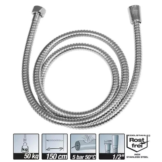 Cornat SA330696 Metall Brauseschlauch 150 cm Länge verchromt