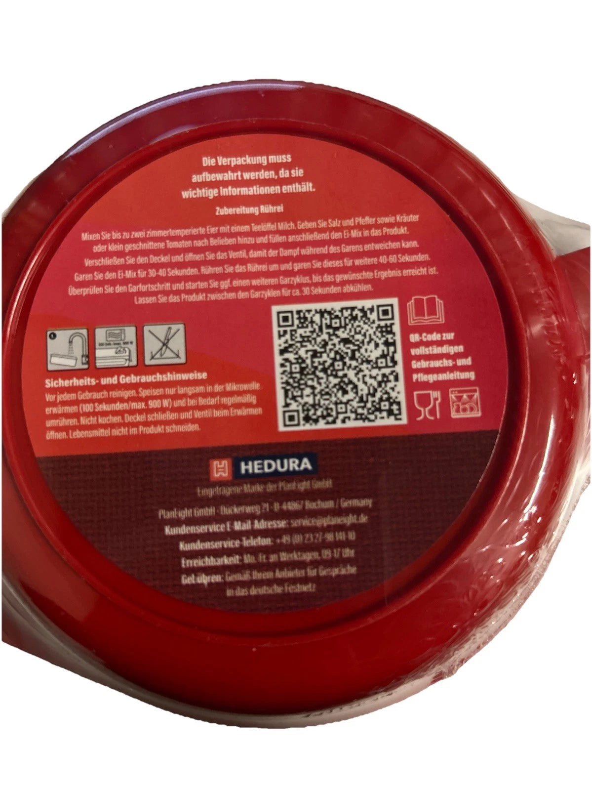 Mikrowellen Eierkocher Omlett Omlettekocher Hedura mit Henkel und Ventil Rot