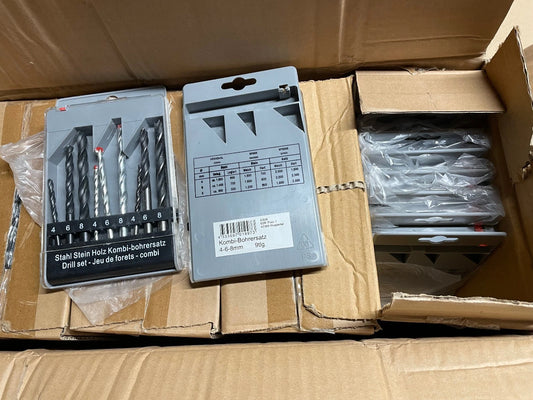 Restposten 10 Sets je 9tlg. Bohrersatz Bohrer Stahl Stein Holz Werkstatt Werkzeug Sonderposten