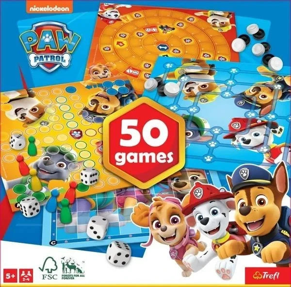 PAW Patrol 50 Spiele Spielesammlung Trefl 02508 für 2 bis 4 Spieler ab 5 Jahre