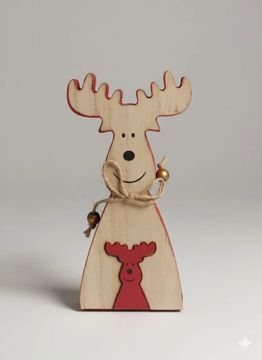 Tischdeko Holz Rentier Holzfigur Figur Weihnachten Advent Perlband