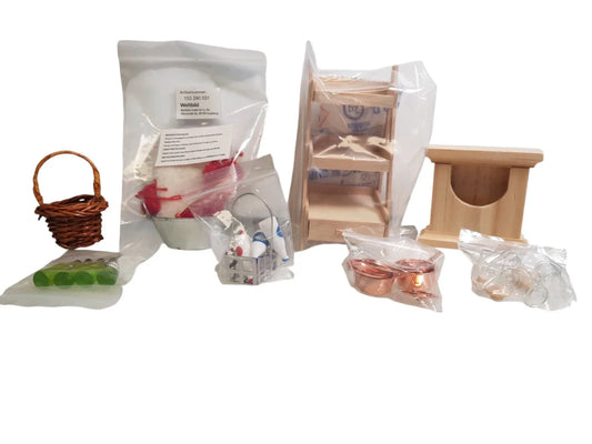 Restposten 20 Stück!!! Wichteltür-Set Küche & Bad – 31-tlg. Miniatur-Dekoset für Puppenhaus & Advent...