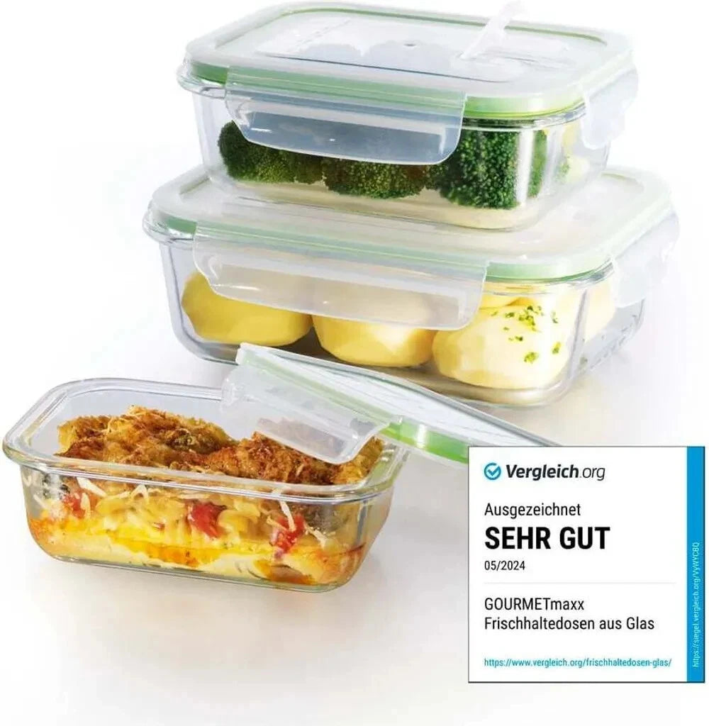 Frischhaltedose Vorratsdosen Gefrierdosen Set Lock Deckel Glas Dosen GOURMETMAXX