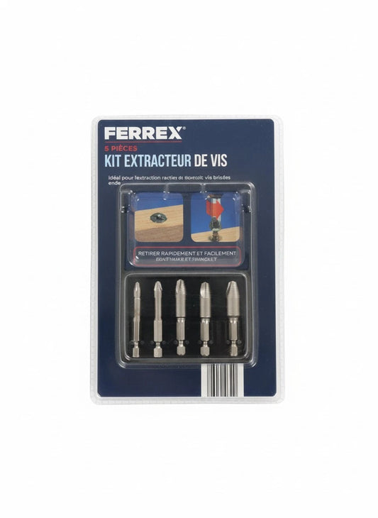 Ferrex Profi Schraubenausdreher Set 5-tlg. Linksausdreher für Defekte Schrauben