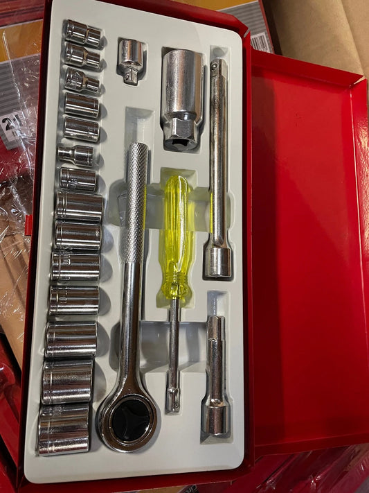 16 Sets je 21 tlg. Steckschlüssel -Kasten Werkzeug Werkstatt Handwerker Posten
