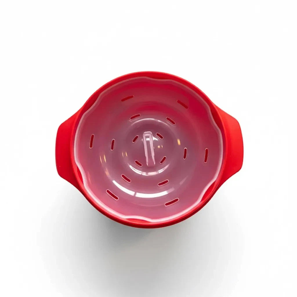 Mikrowellen Reiskocher Rot 1 L Überkochschutz und Ventil Reis Mikrowellenkocher