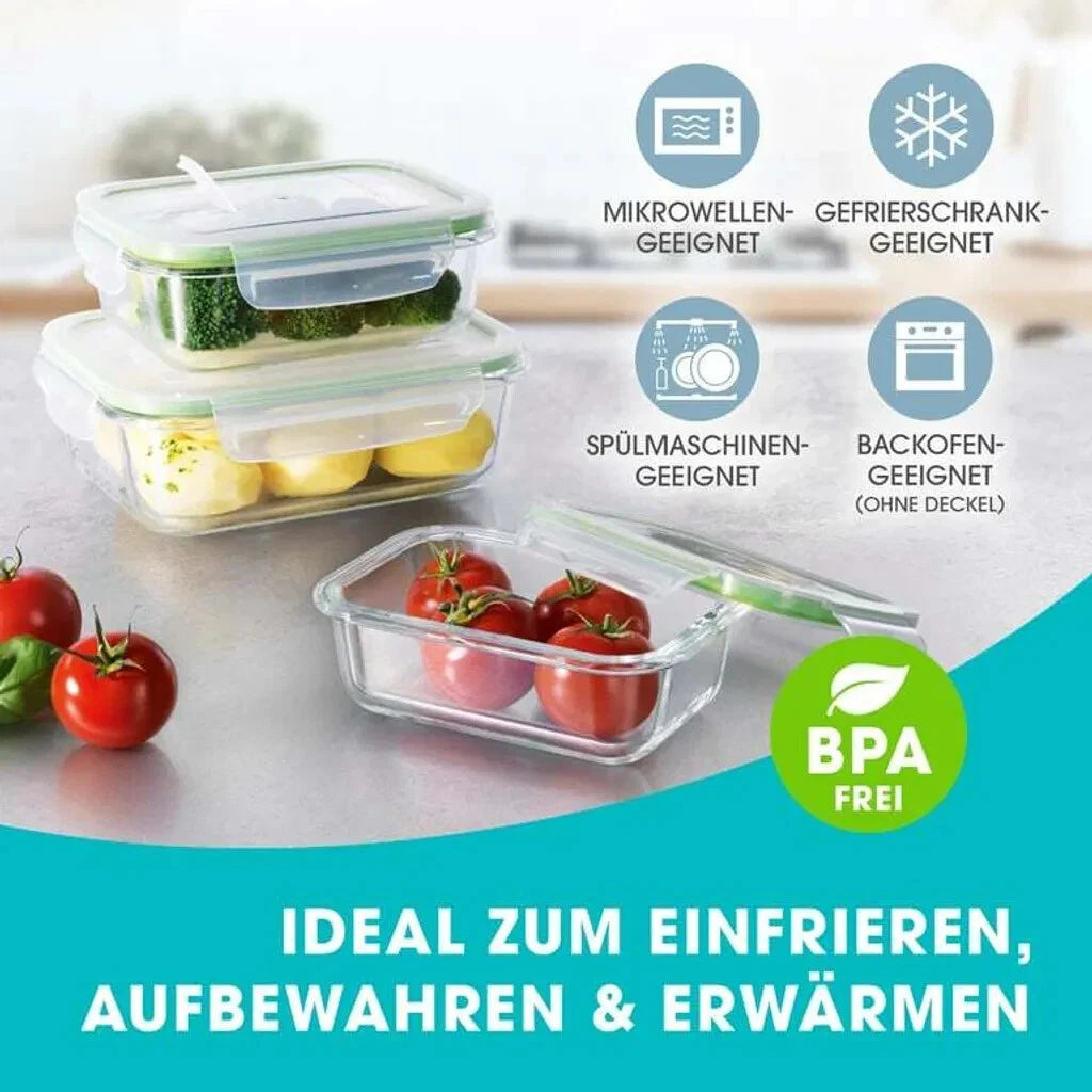 Frischhaltedose Vorratsdosen Gefrierdosen Set Lock Deckel Glas Dosen GOURMETMAXX
