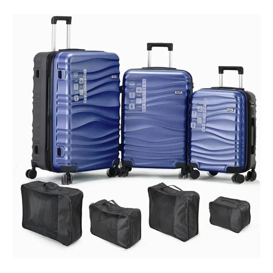 DMS RK-6700CB 7-teiliges Hartschalen-Kofferset Kobaltblau Reisekoffer Trolley