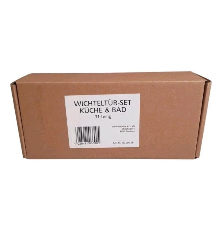 Wichteltür-Set Küche & Bad – 31-tlg. Miniatur-Dekoset für Puppenhaus & Advent...