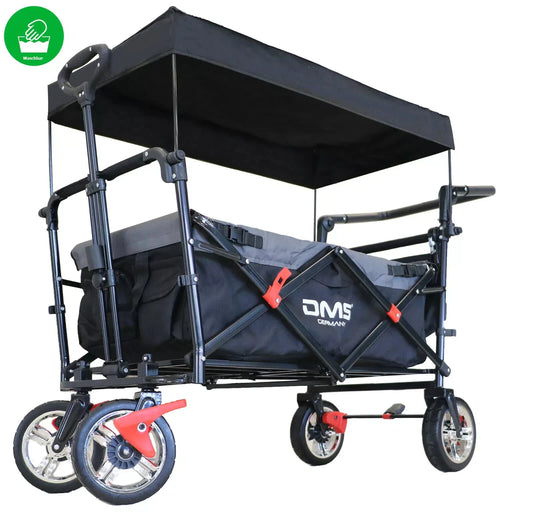 DMS® Bollerwagen Faltbar Dach Handwagen Klappbar Strandwagen Gerätewagen Schwarz