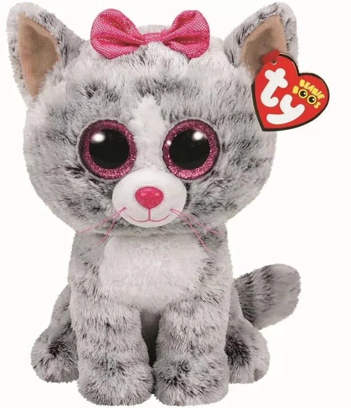 Ty Plüschtier KIKI CAT - Die süße Katze mit dem Glitzerblick und Schleife - 24cm