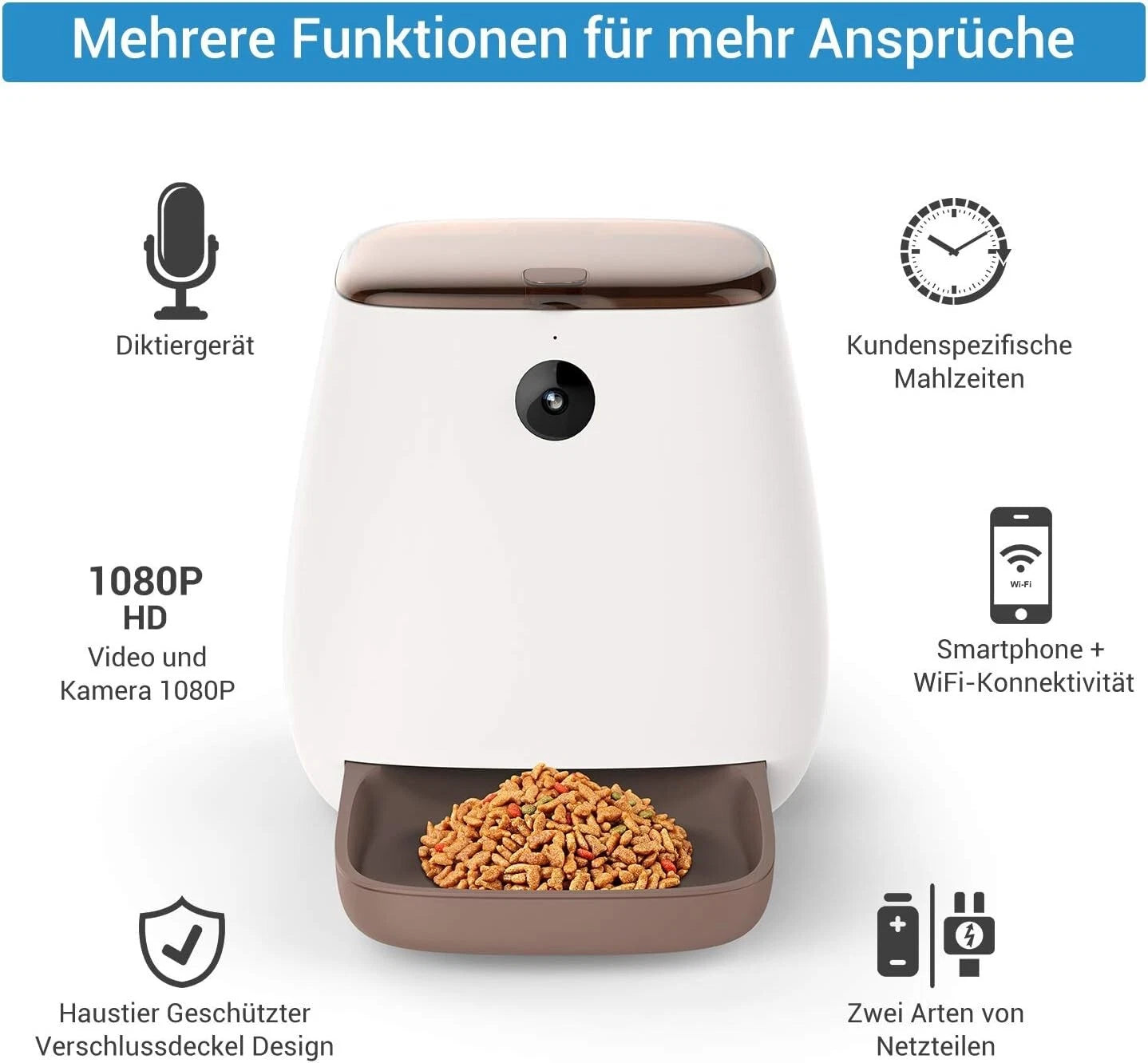 Eono Haustier Smart Pet Feeder Futterautomat Katze/Hund Wifi