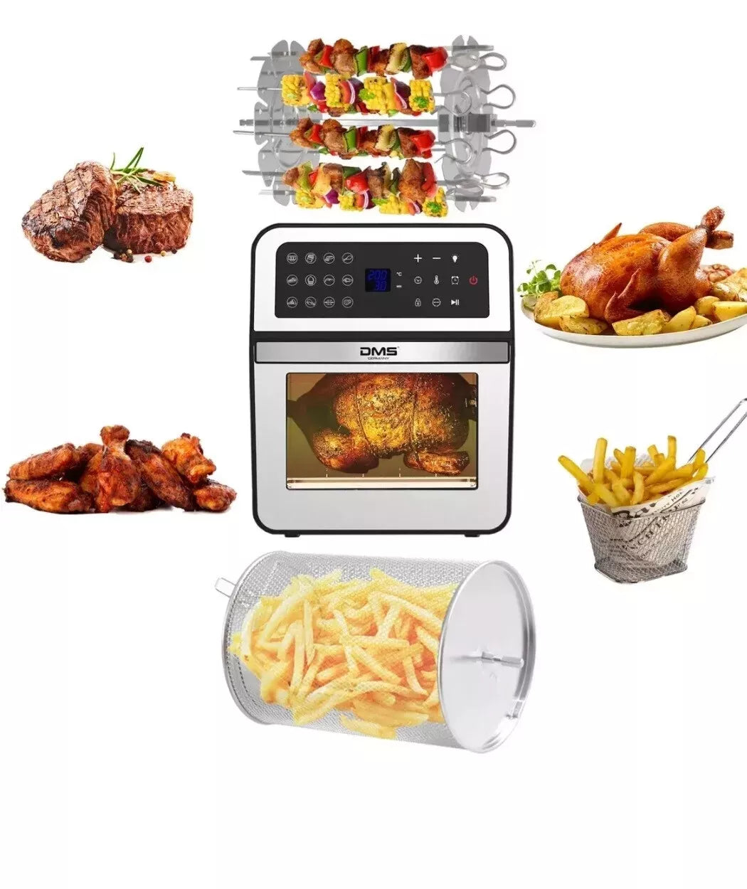 DMS HF 12S XXXL 12 Liter Heißluftfritteuse Fritteuse| Backofen Heißluftgrill